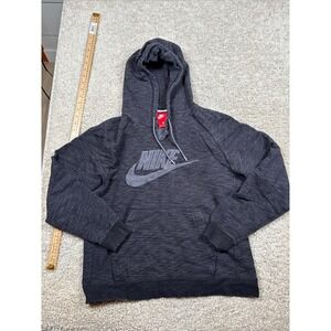 Nike Hoodie Mens Large Gray Embroidered Logo Pullover Red Tag Altered Opening